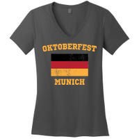 Vintage Oktoberfest Munich Flag Women's V-Neck T-Shirt