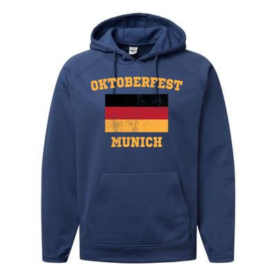 Vintage Oktoberfest Munich Flag Performance Fleece Hoodie