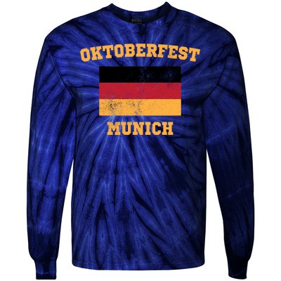 Vintage Oktoberfest Munich Flag Tie-Dye Long Sleeve Shirt