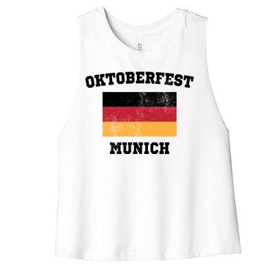 Vintage Oktoberfest Munich Flag Women's Racerback Cropped Tank