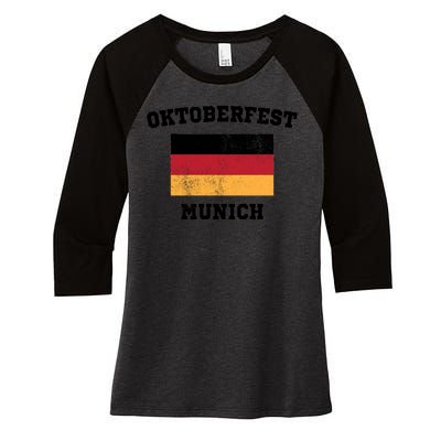 Vintage Oktoberfest Munich Flag Women's Tri-Blend 3/4-Sleeve Raglan Shirt