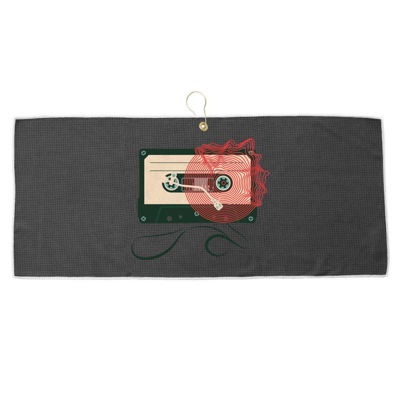 Vintage Old Cassette Player Large Microfiber Waffle Golf Towel