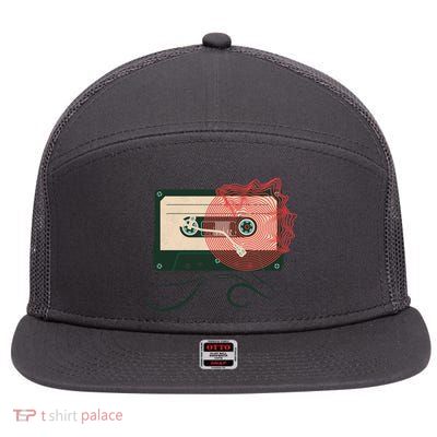 Vintage Old Cassette Player 7 Panel Mesh Trucker Snapback Hat