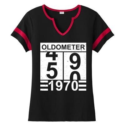 Vintage Oldometer 1970 50th Birthday Ladies Halftime Notch Neck Tee