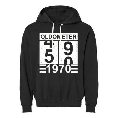 Vintage Oldometer 1970 50th Birthday Garment-Dyed Fleece Hoodie