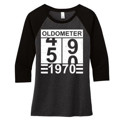 Vintage Oldometer 1970 50th Birthday Women's Tri-Blend 3/4-Sleeve Raglan Shirt