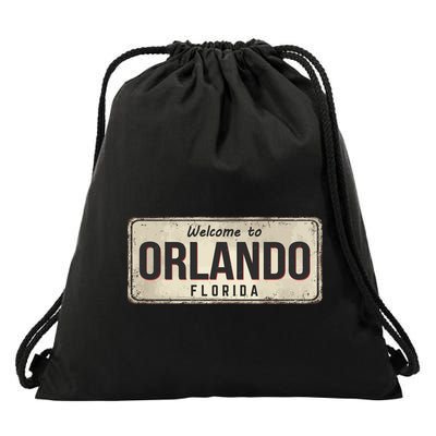 Vintage Orlando Metal Sign Drawstring Bag
