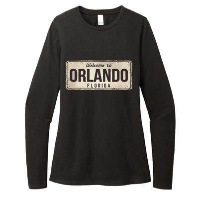 Vintage Orlando Metal Sign Womens CVC Long Sleeve Shirt