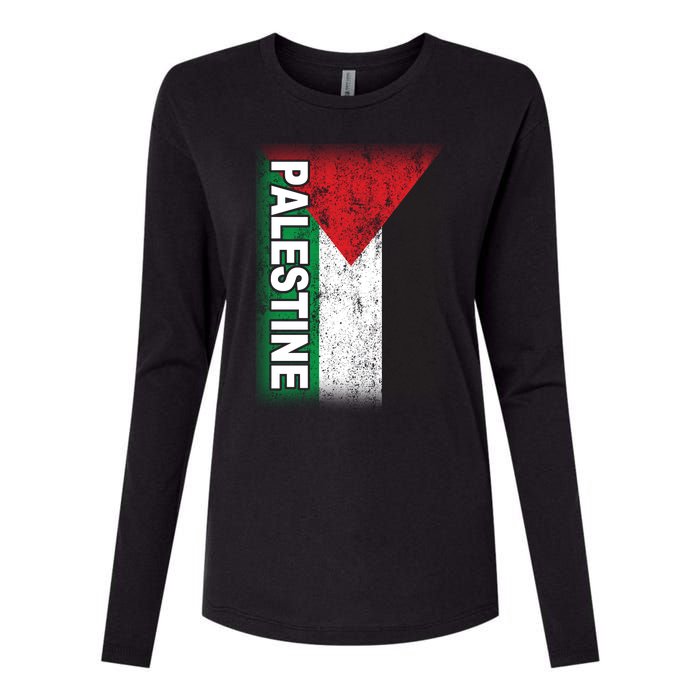 Vintage Palestine Flag Support Distressed Womens Cotton Relaxed Long Sleeve T-Shirt