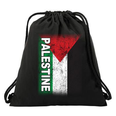 Vintage Palestine Flag Support Distressed Drawstring Bag