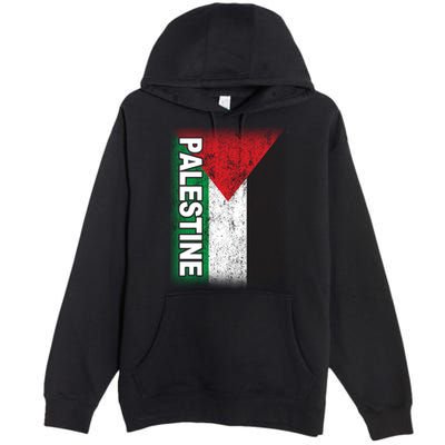 Vintage Palestine Flag Support Distressed Premium Pullover Hoodie