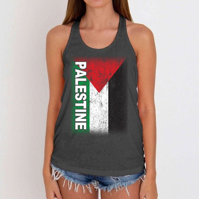 Vintage Palestine Flag Support Distressed Women's Knotted Racerback Tank