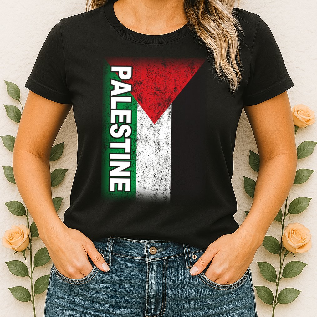 Vintage Palestine Flag Support Distressed Womens T-Shirt