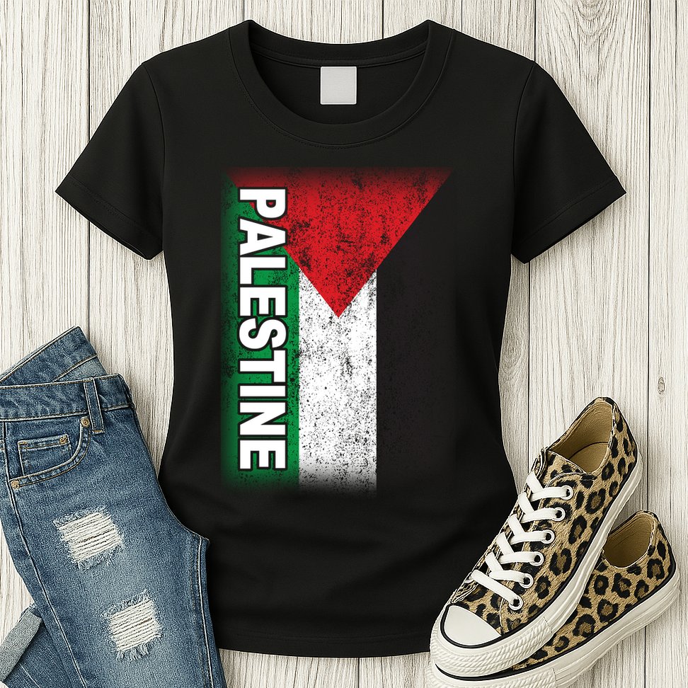 Vintage Palestine Flag Support Distressed Womens T-Shirt