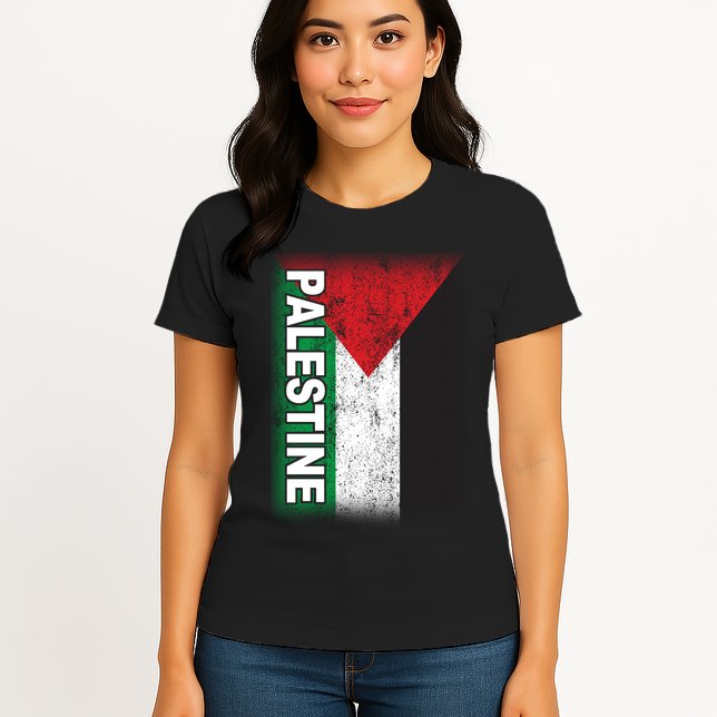 Vintage Palestine Flag Support Distressed Womens T-Shirt