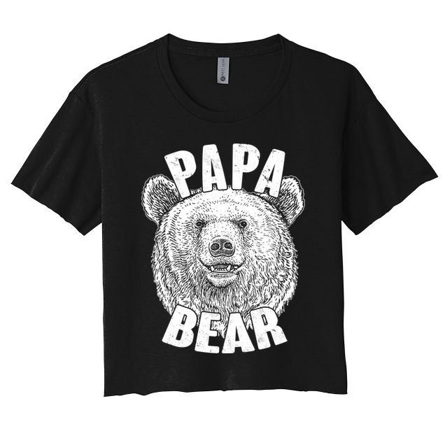 Vintage Papa Bear Father  Crop Top