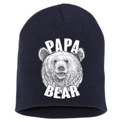 Vintage Papa Bear Father  Short Acrylic Beanie