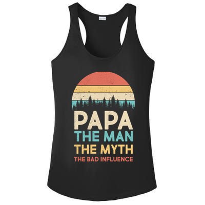 Vintage Papa Man Myth The Bad Influence Ladies PosiCharge Competitor Racerback Tank