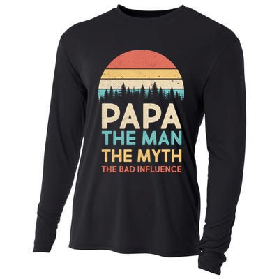 Vintage Papa Man Myth The Bad Influence Cooling Performance Long Sleeve Crew