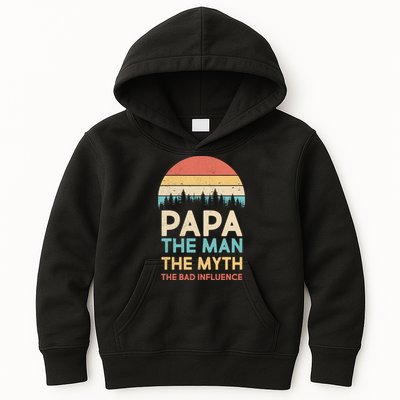 Vintage Papa Man Myth The Bad Influence Kids Hoodie