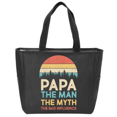 Vintage Papa Man Myth The Bad Influence Zip Tote Bag