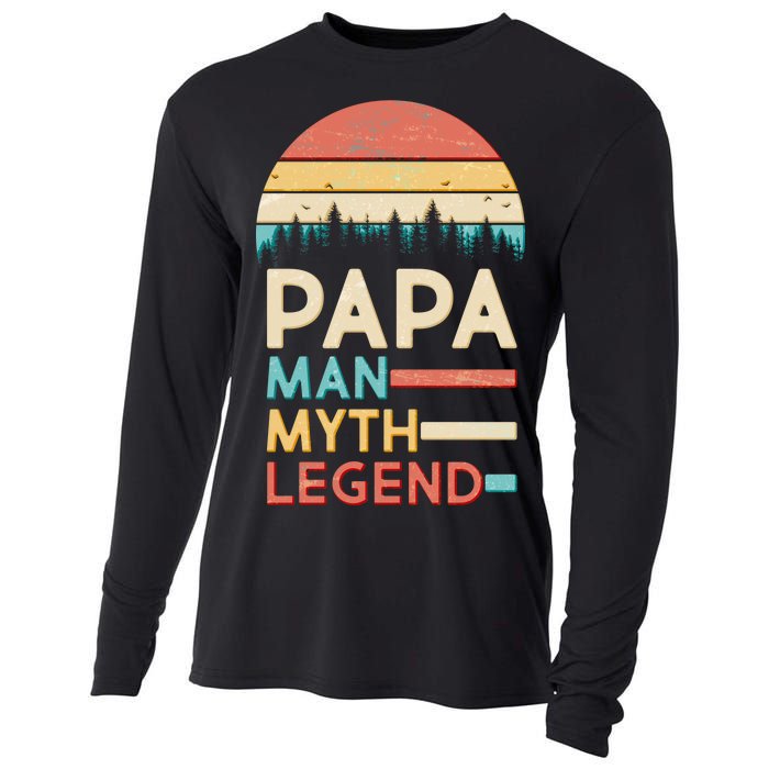 Vintage Papa The Man Myth Legend Cooling Performance Long Sleeve Crew