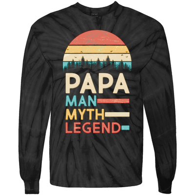 Vintage Papa The Man Myth Legend Tie-Dye Long Sleeve Shirt
