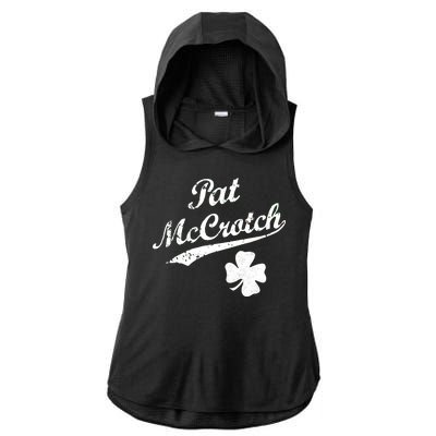 Vintage Pat McCrotch St. Patricks Day Shamrock Ladies PosiCharge Tri-Blend Wicking Draft Hoodie Tank