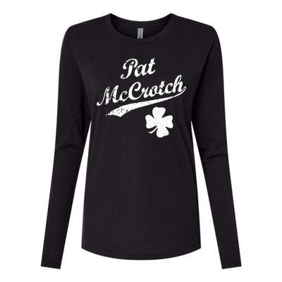 Vintage Pat McCrotch St. Patricks Day Shamrock Womens Cotton Relaxed Long Sleeve T-Shirt