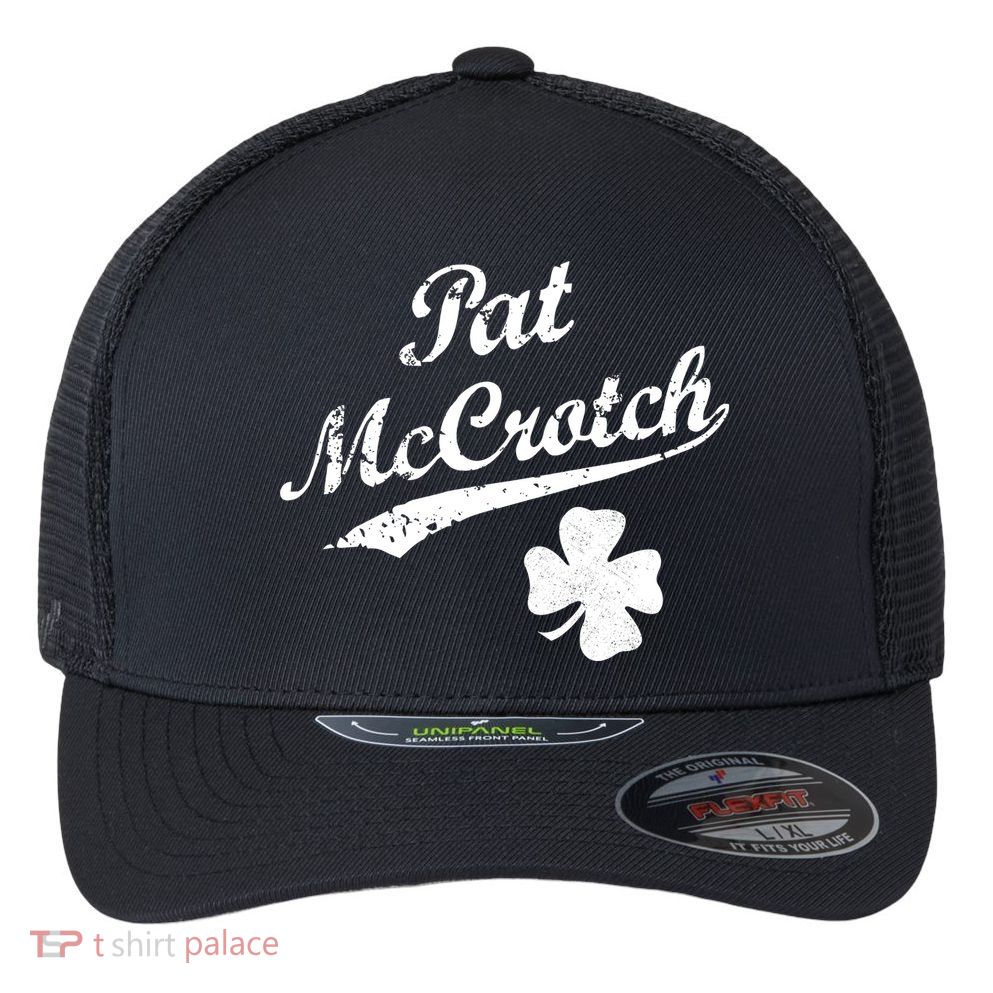 Vintage Pat McCrotch St. Patricks Day Shamrock Flexfit Unipanel Trucker Cap