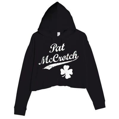 Vintage Pat McCrotch St. Patricks Day Shamrock Crop Fleece Hoodie