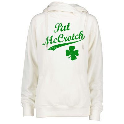 Vintage Pat McCrotch St. Patricks Day Shamrock Womens Funnel Neck Pullover Hood