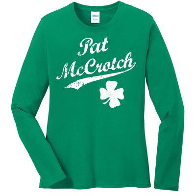 Vintage Pat McCrotch St. Patricks Day Shamrock Ladies Long Sleeve Shirt