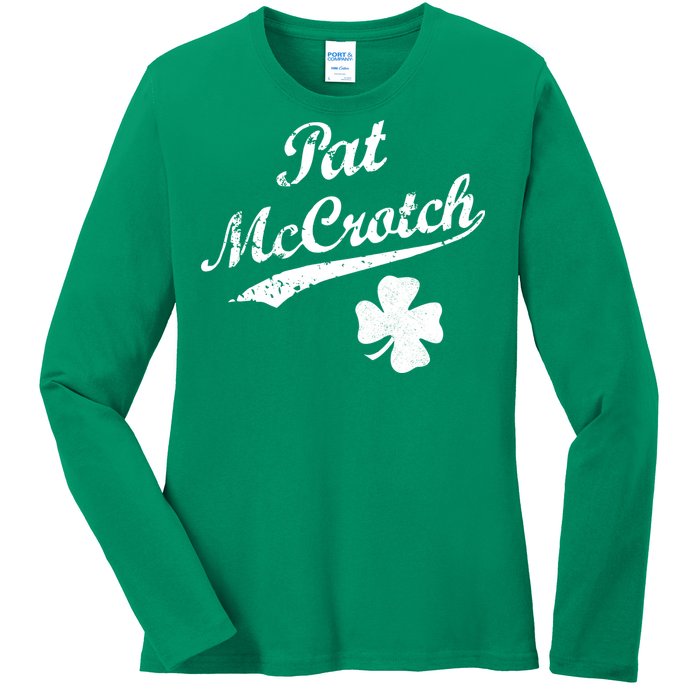 Vintage Pat McCrotch St. Patricks Day Shamrock Ladies Long Sleeve Shirt