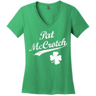 Vintage Pat McCrotch St. Patricks Day Shamrock Women's V-Neck T-Shirt