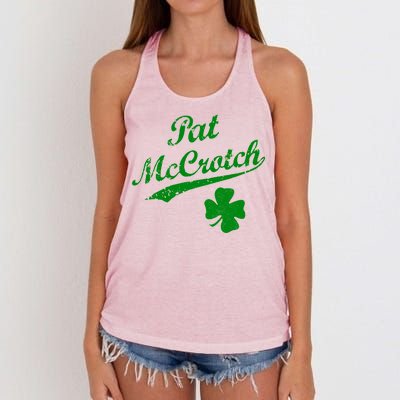 Vintage Pat McCrotch St. Patricks Day Shamrock Women's Knotted Racerback Tank