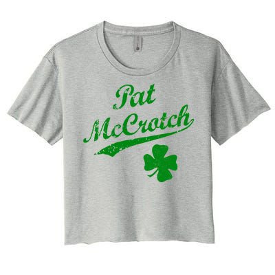 Vintage Pat McCrotch St. Patricks Day Shamrock Women's Crop Top Tee