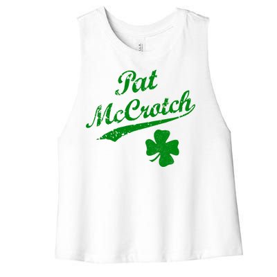 Vintage Pat McCrotch St. Patricks Day Shamrock Women's Racerback Cropped Tank