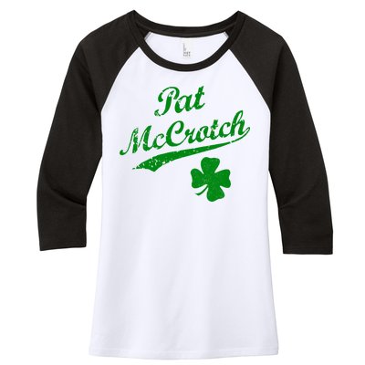 Vintage Pat McCrotch St. Patricks Day Shamrock Women's Tri-Blend 3/4-Sleeve Raglan Shirt