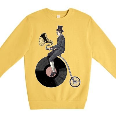 Vintage Penny Farthing Gramophone Premium Crewneck Sweatshirt