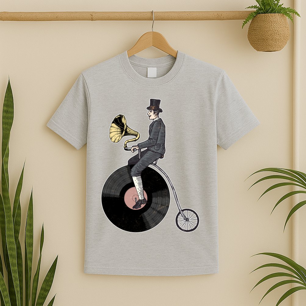 Vintage Penny Farthing Gramophone T-Shirt