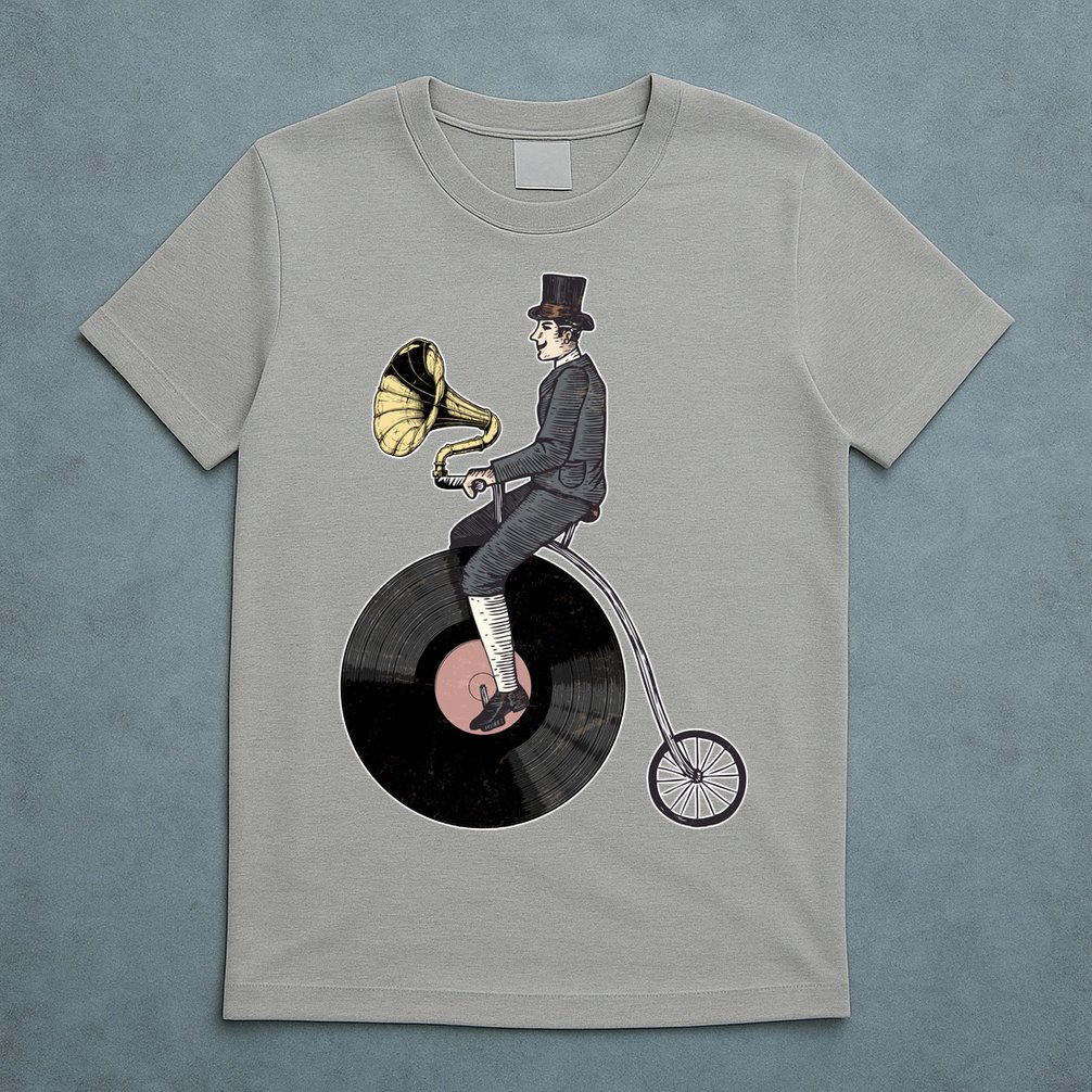 Vintage Penny Farthing Gramophone T-Shirt