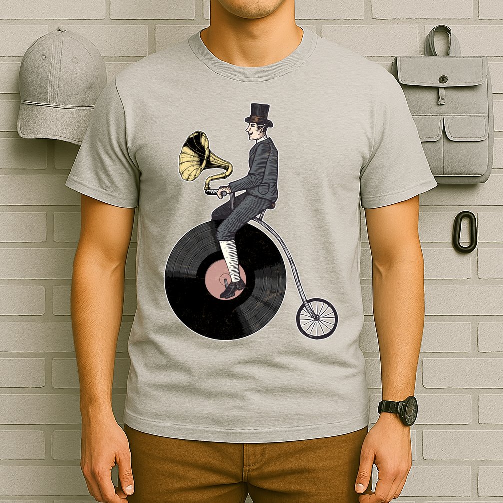 Vintage Penny Farthing Gramophone T-Shirt