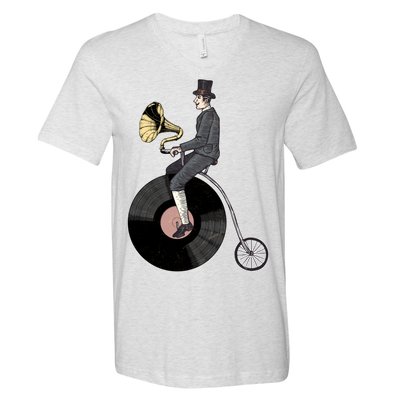 Vintage Penny Farthing Gramophone V-Neck T-Shirt