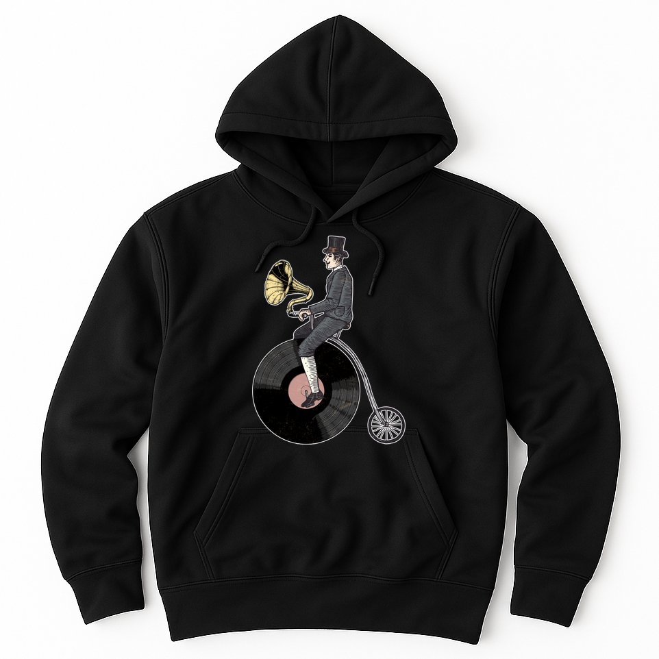 Vintage Penny Farthing Gramophone Hoodie