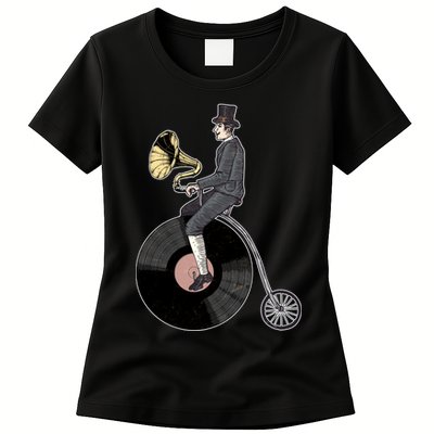 Vintage Penny Farthing Gramophone Womens T-Shirt