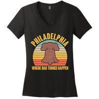 Vintage Philadelphia Where Bad Things Happen Women's V-Neck T-Shirt