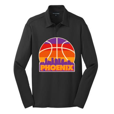 Vintage Phoenix Basketball Skyline Logo Silk Touch Performance Long Sleeve Polo