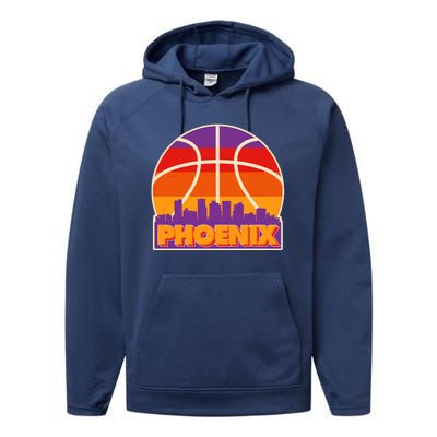 Vintage Phoenix Basketball Skyline Logo Performance Fleece Hoodie