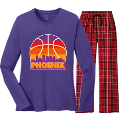 Vintage Phoenix Basketball Skyline Logo Women's Long Sleeve Flannel Pajama Set 